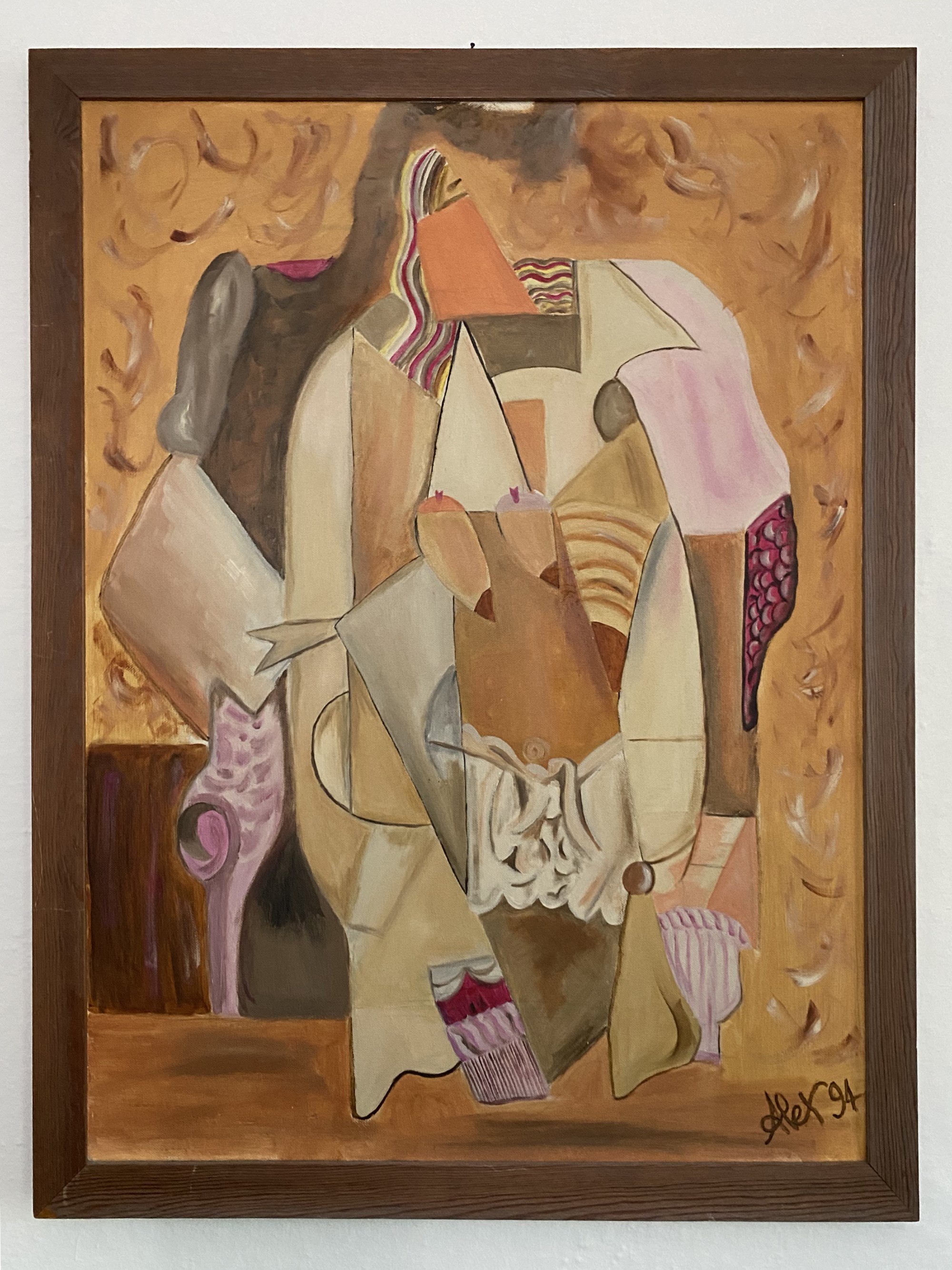 Come pittrice non potevo eludere le correnti artistiche e, in questa parte della mia vita, sono stata fortemente attratta dalle opere di Picasso a cui mi sono ispirata per creare questo quadro.Il dipinto l’ho realizzato nel 1994 e intitolato “FEMMINILITÀ CUBISTA”